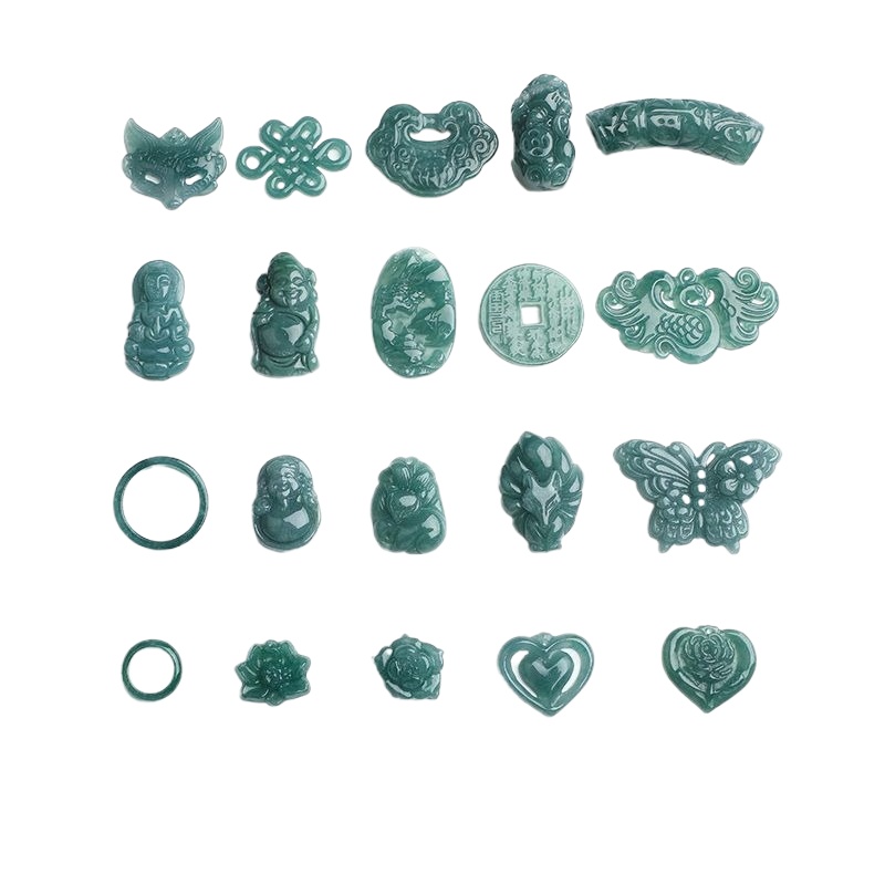 Beading - 2PC Natural Blue Water Jadeite Jade
