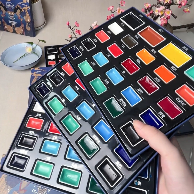 24-color Solid Chinese Paintin - огляд і ціна Watercolor Paint Set Solid Pigment