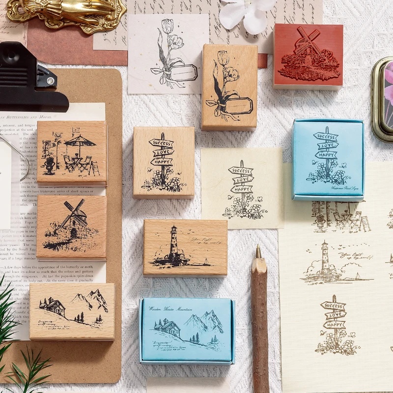 Vintage Wooden Rubber Stamps,  - огляд і ціна Scrapbooking