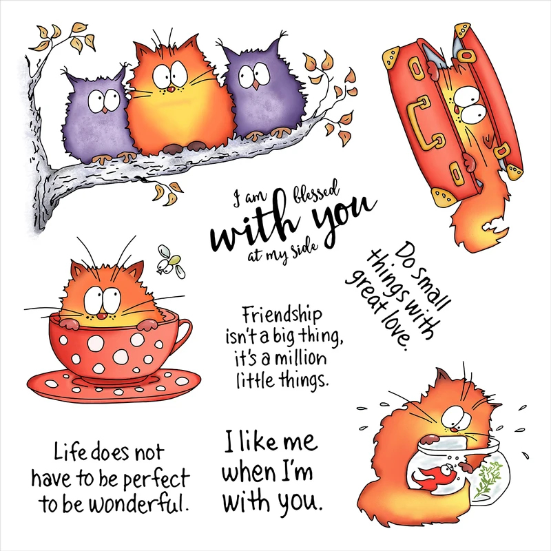 Kawaii Fatty Cats Owl Cutting  - огляд і ціна Clear Silicone Stamps For Card Making